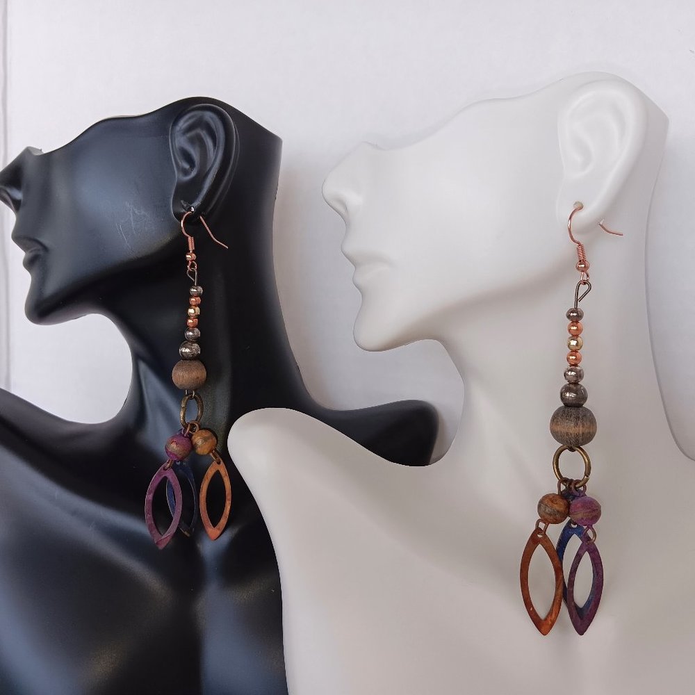 Multicolor BOHO Dangle Earrings With Mixed Beads Handcrafted 3.75 Inch NWT